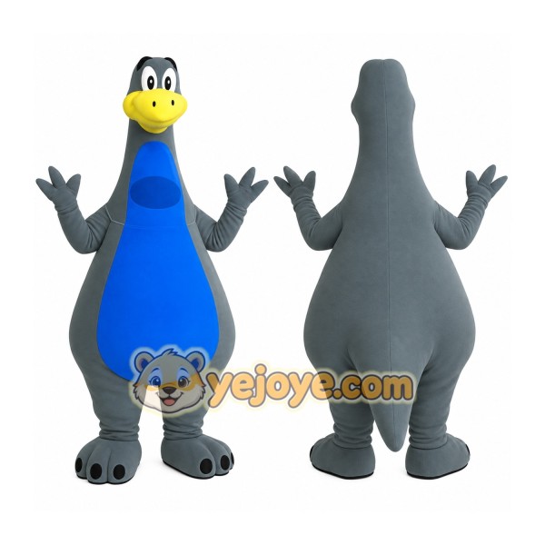 Gray Blue Yellow Dinosaur Mascot Costume
