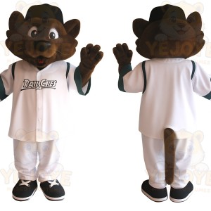 Brown White Baseball Cat Mascot Costume