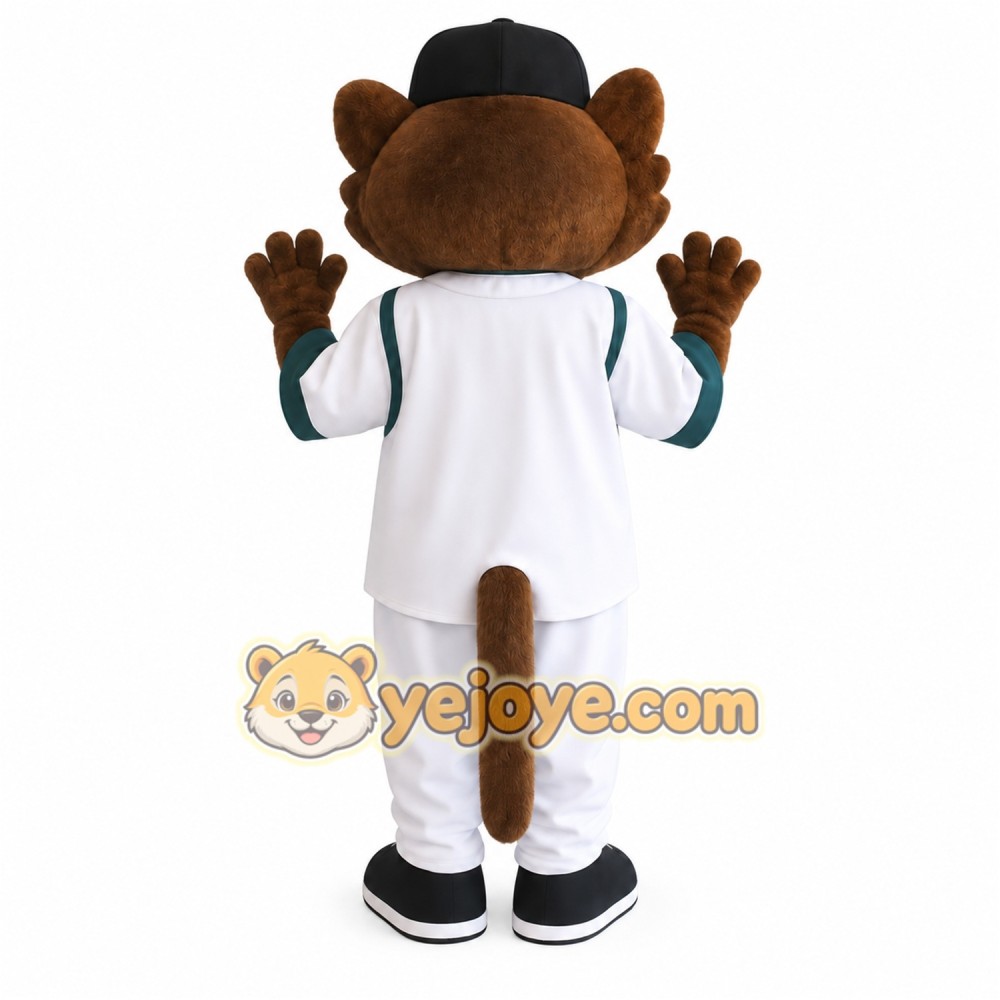 Brown White Baseball Cat Mascot Costume Brown White Baseball Cat Mascot Costume