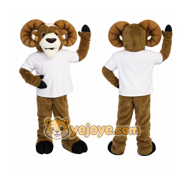 Brown White Ram Mascot Costume