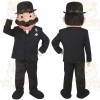 Black White Mustached Gentleman Mascot Costume