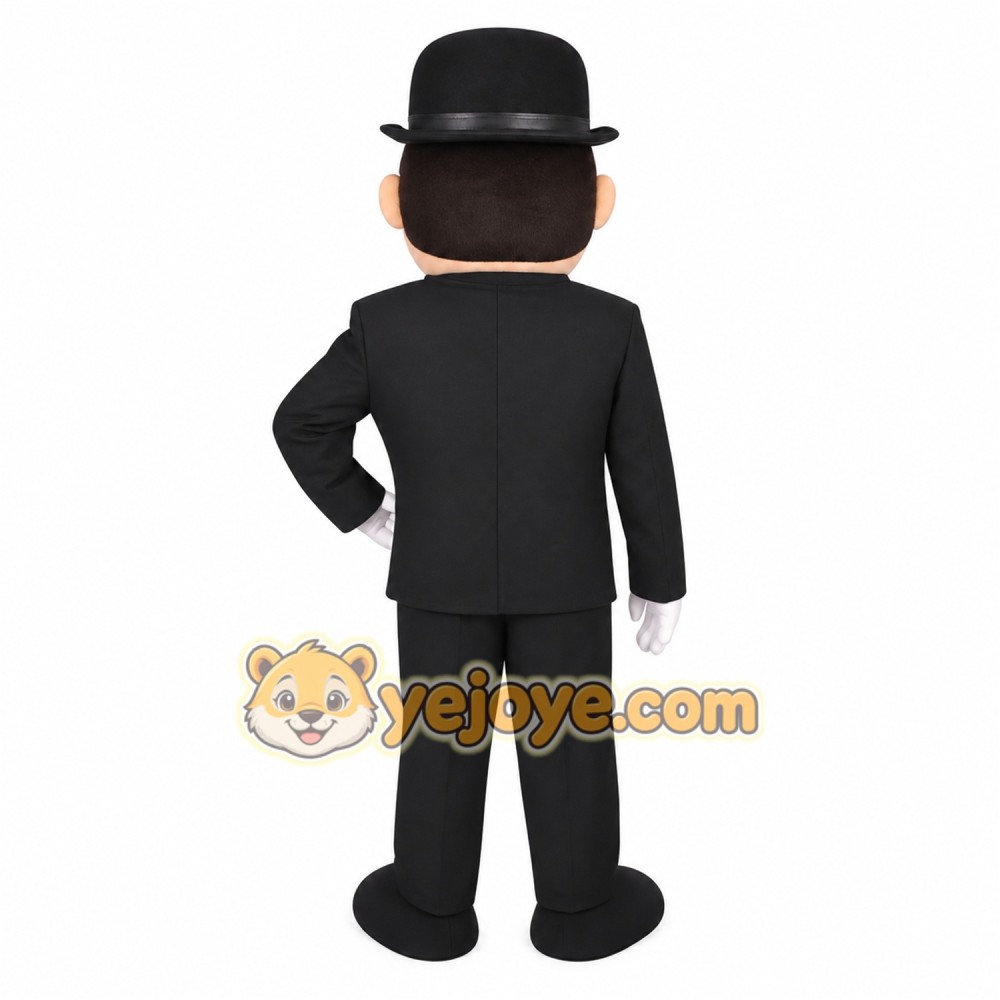 Black White Mustached Gentleman Mascot Costume