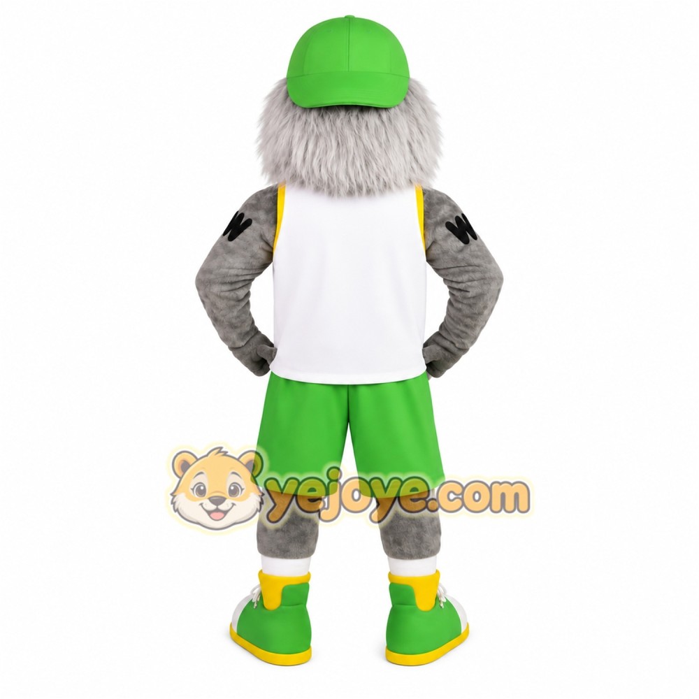 Gray Green White Wolverine Mascot Costume Gray Green White Wolverine Mascot Costume