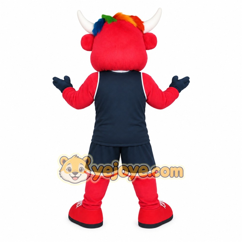 Red Navy Basketball Bull Mascot Costume Red Navy Basketball Bull Mascot Costume