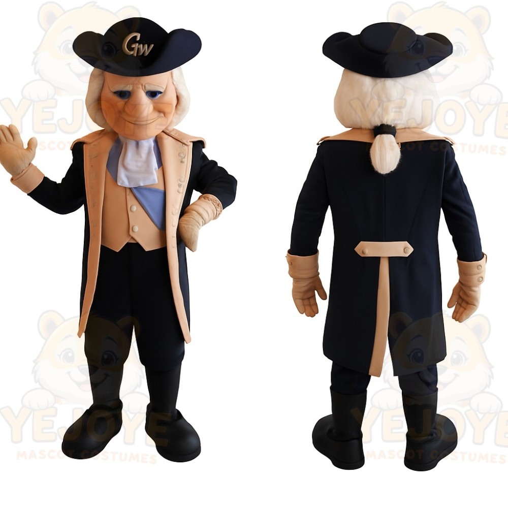 Navy Tan Colonial Gentleman Mascot Costume