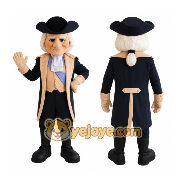 Navy Tan Colonial Gentleman Mascot Costume