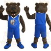 Brown Blue Bear Basketball Mascot Costume