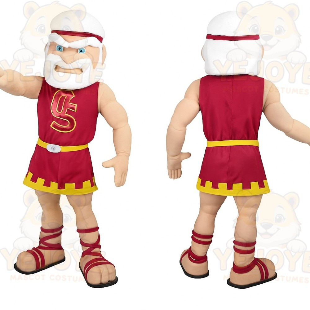 Burgundy Yellow Spartan Warrior Mascot Costume