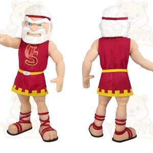 Burgundy Yellow Spartan Warrior Mascot Costume