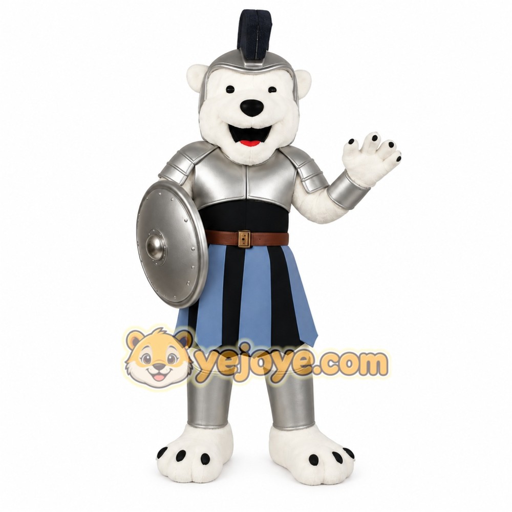 White Silver Knight Bear Mascot Costume White Silver Knight Bear Mascot Costume