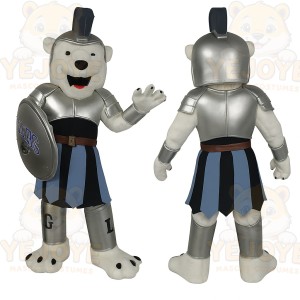 White Silver Knight Bear Mascot Costume