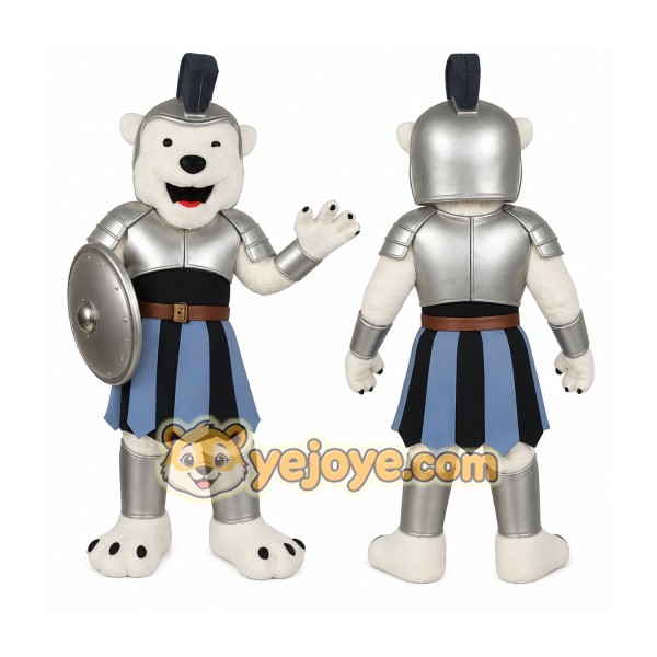 White Silver Knight Bear Mascot Costume