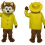 Brown Fox In Yellow Raincoat Mascot Costume