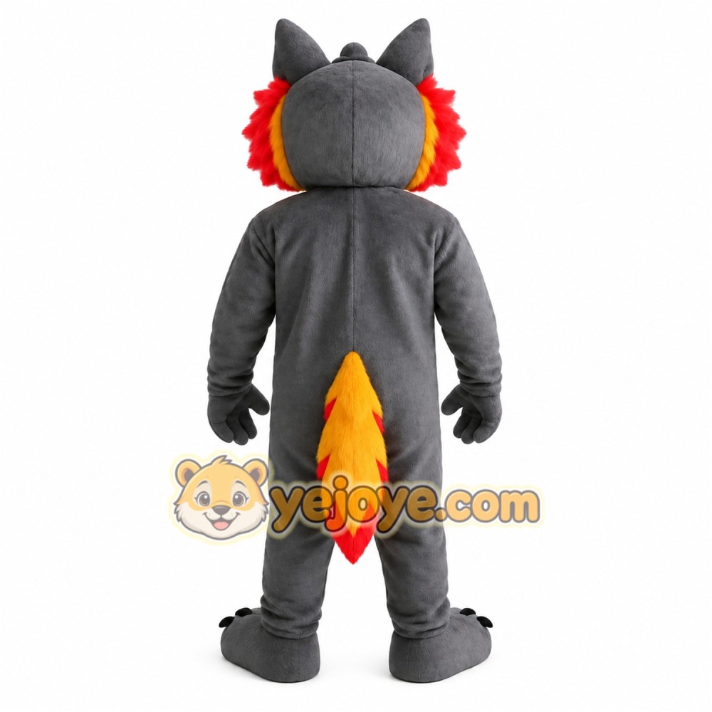 Gray Red Yellow Wolf Mascot Costume Gray Red Yellow Wolf Mascot Costume