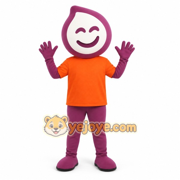 Purple Orange Teardrop Mascot Costume