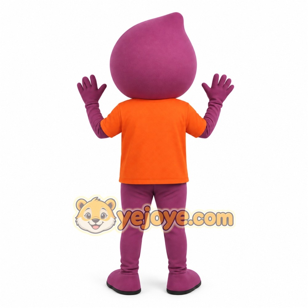 Purple Orange Teardrop Mascot Costume Purple Orange Teardrop Mascot Costume