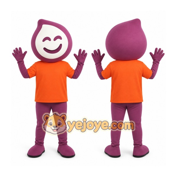 Purple Orange Teardrop Mascot Costume