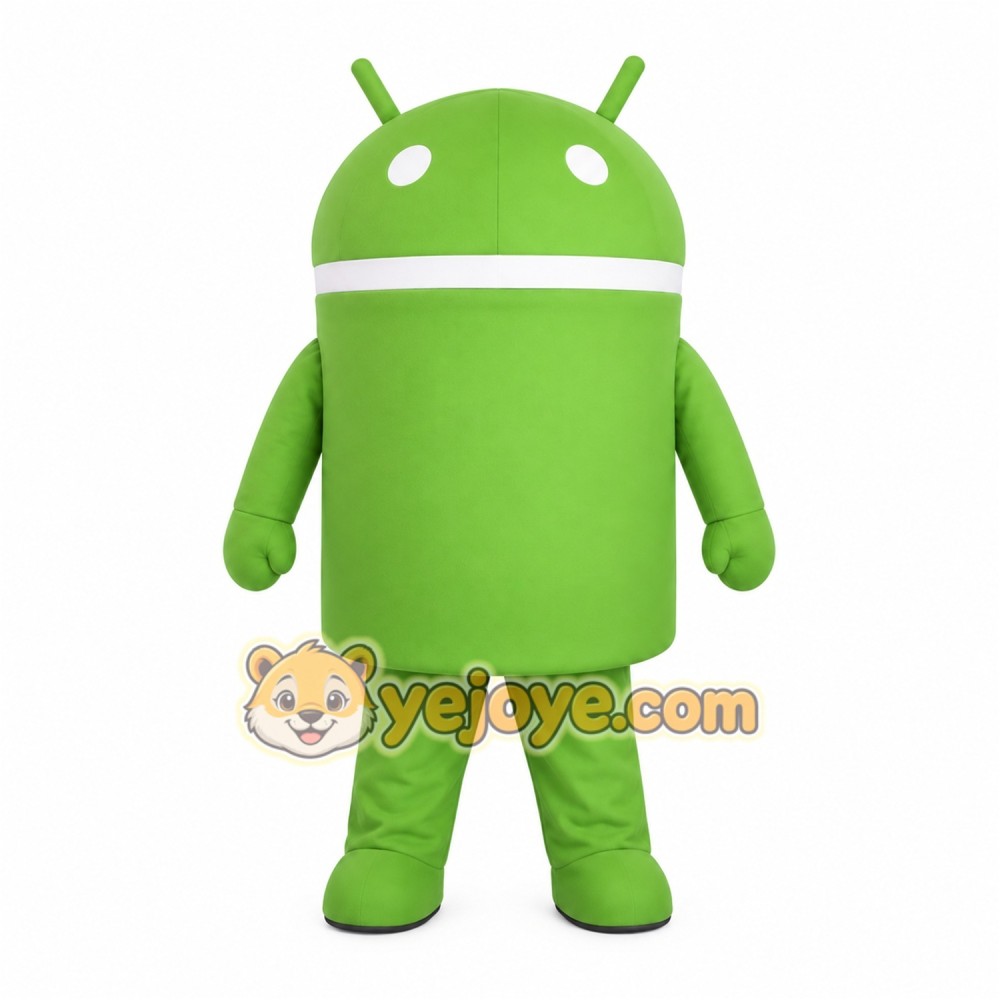 Green White Antenna Robot Mascot Costume