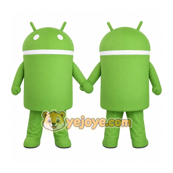 Green White Antenna Robot Mascot Costume