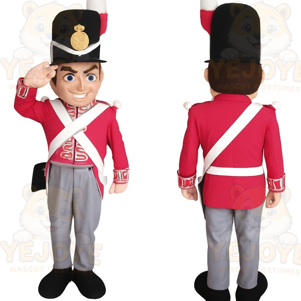 Red Black White Gray Soldier Mascot Costume