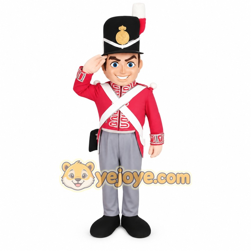Red Black White Gray Soldier Mascot Costume Red Black White Gray Soldier Mascot Costume