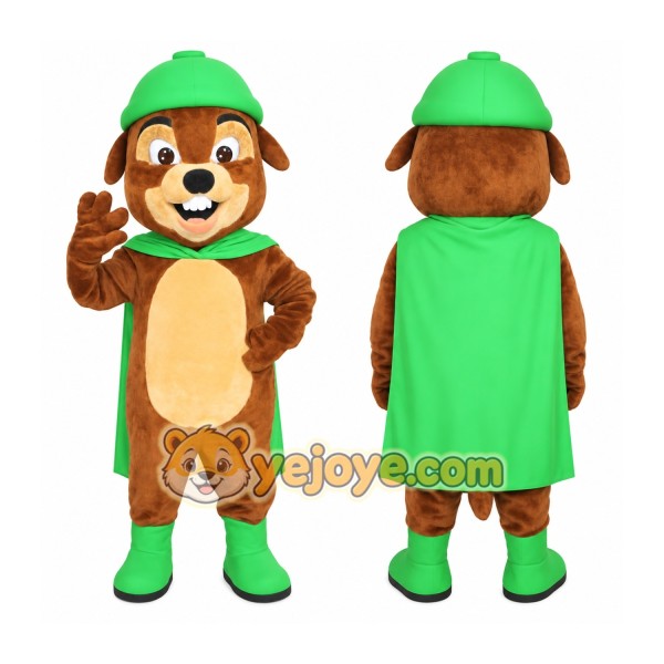 Brown Tan Green Beaver Mascot Costume