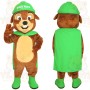 Brown Tan Green Beaver Mascot Costume