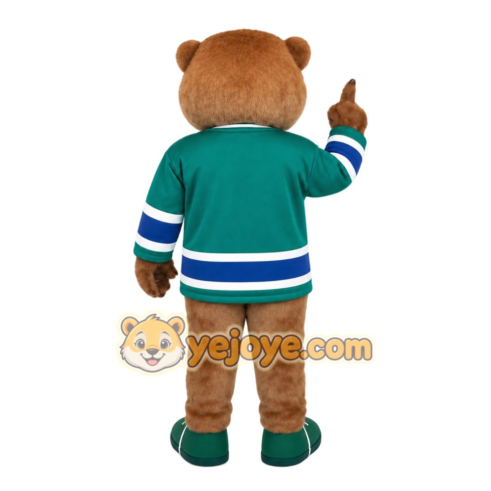 Brown Green Blue Hockey Bear Mascot Costume Brown Green Blue Hockey Bear Mascot Costume