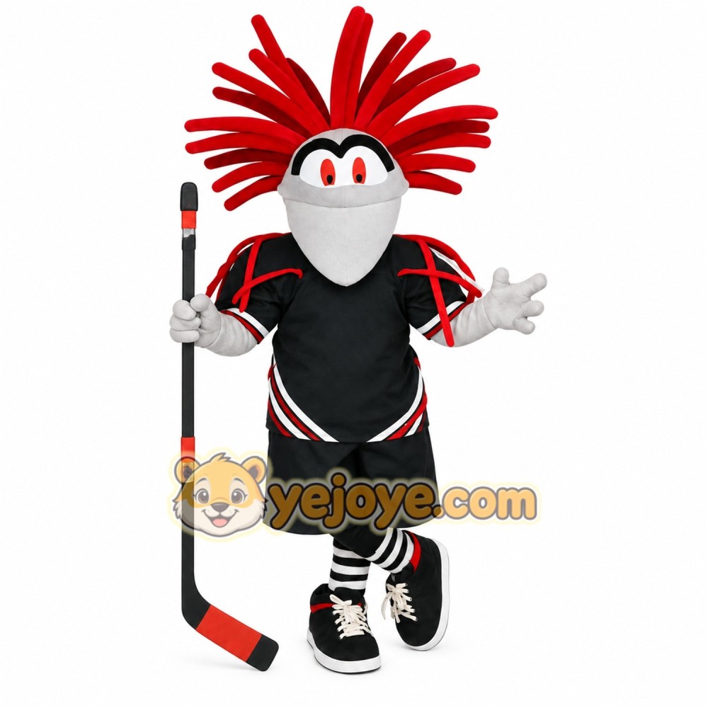 Green Red Hockey Player Mascot Costume