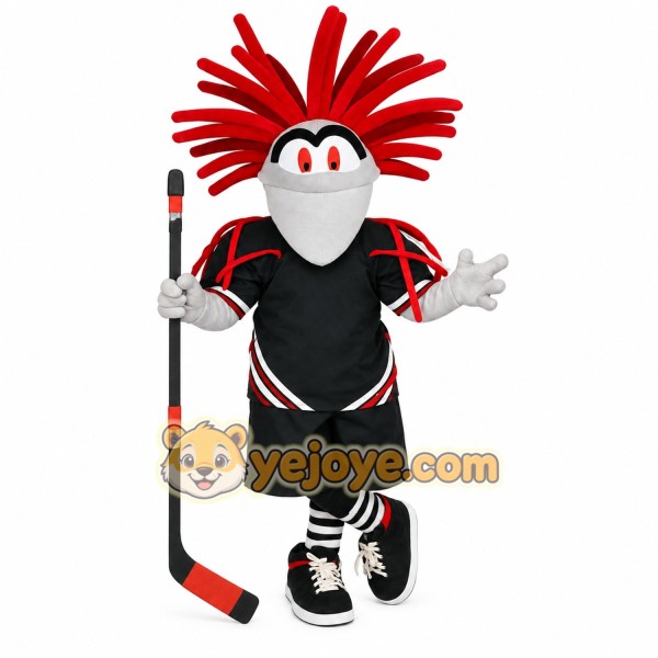 Green Red Hockey Player Mascot Costume