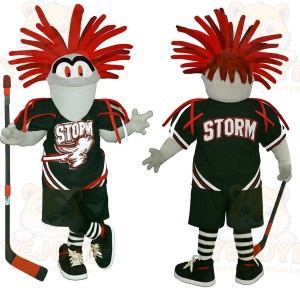 Green Red Hockey Player Mascot Costume