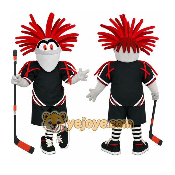 Green Red Hockey Player Mascot Costume