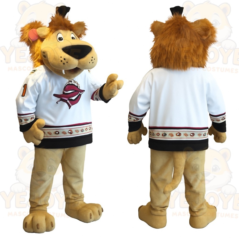 Brown Tan White Lion Mascot Costume