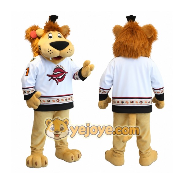 Brown Tan White Lion Mascot Costume
