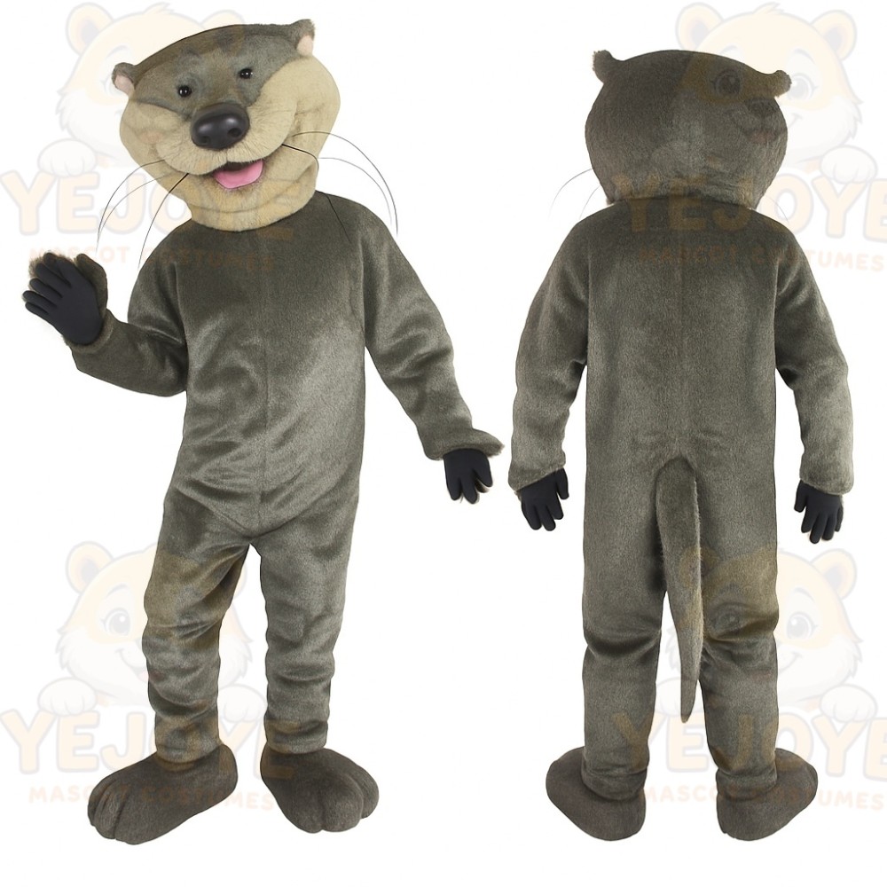 Gray Tan Otter Mascot Costume