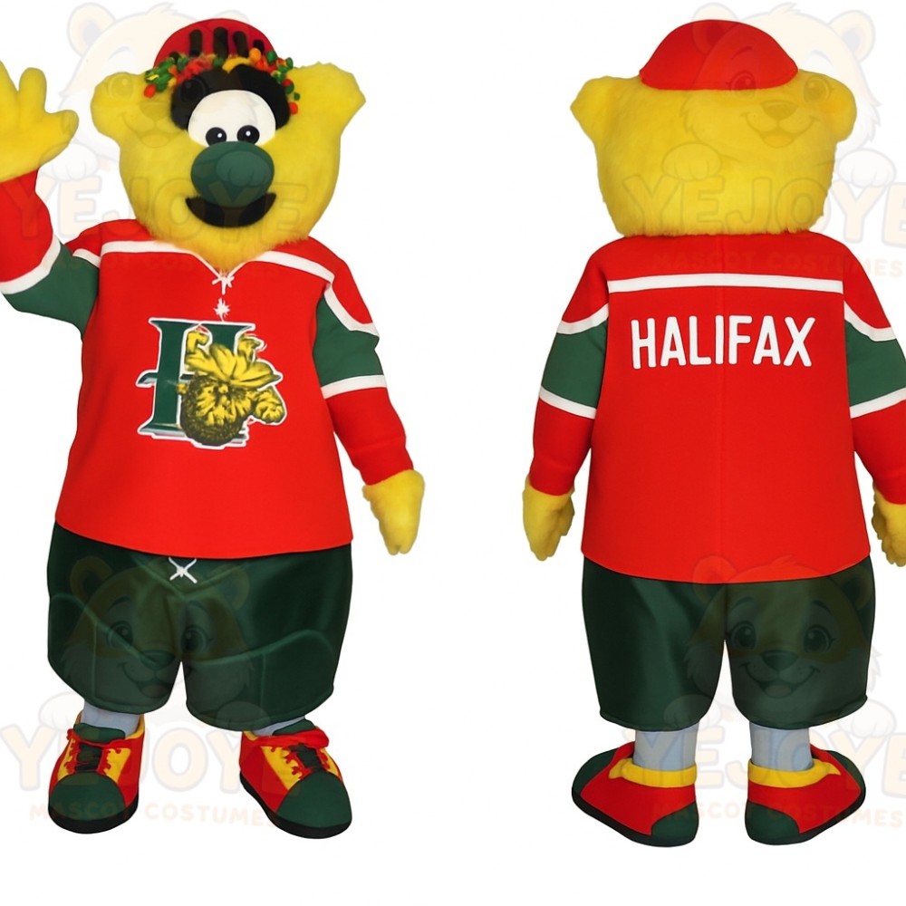 Yellow Red Green Hockey Monster Mascot Costume