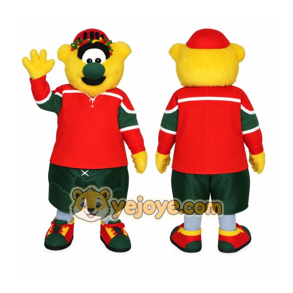 Yellow Red Green Hockey Monster Mascot Costume