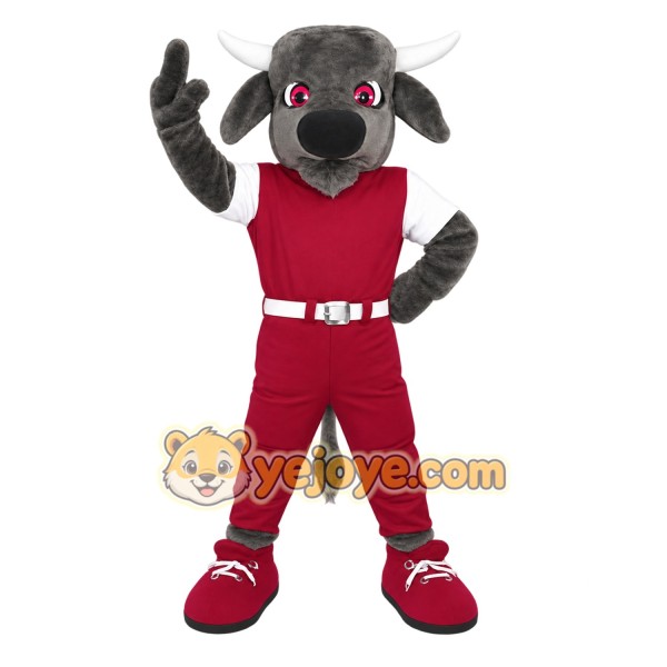 Gray Maroon Football Bull Mascot Costume Gray Maroon Football Bull Mascot Costume