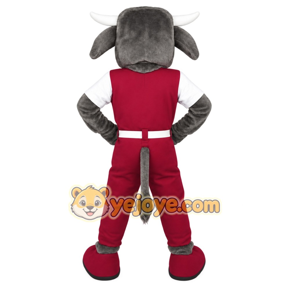 Gray Maroon Football Bull Mascot Costume Gray Maroon Football Bull Mascot Costume