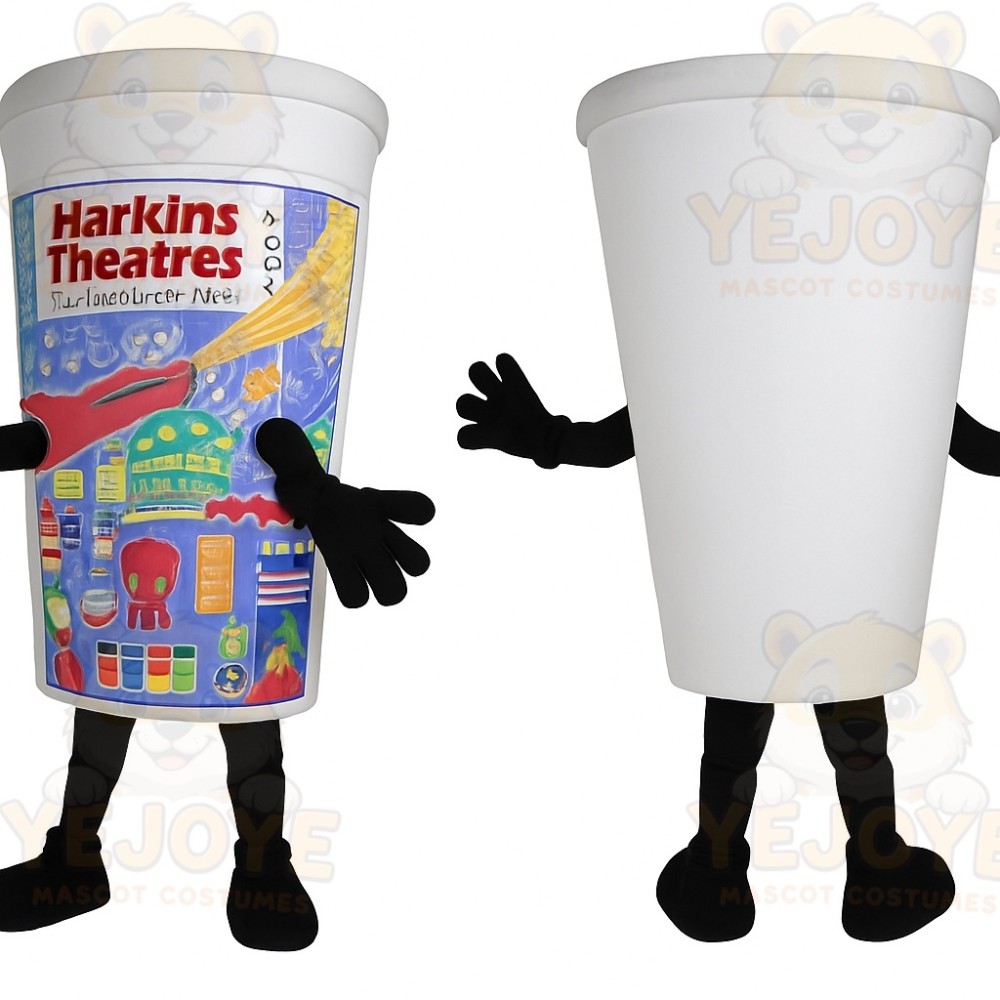 White Multicolor Movie Cup Mascot Costume