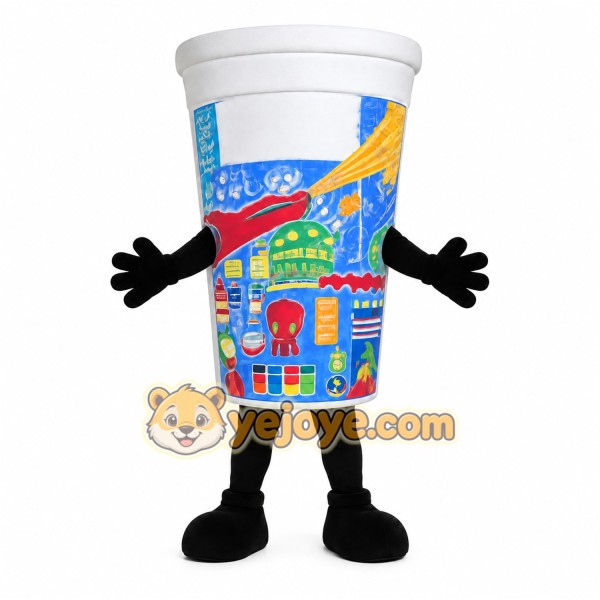 White Multicolor Movie Cup Mascot Costume