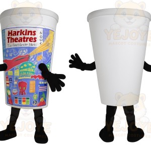 White Multicolor Movie Cup Mascot Costume