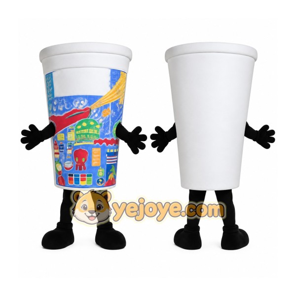 White Multicolor Movie Cup Mascot Costume