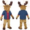Tan Brown Blue Red Moose Mascot Costume