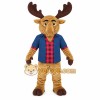Tan Brown Blue Red Moose Mascot Costume