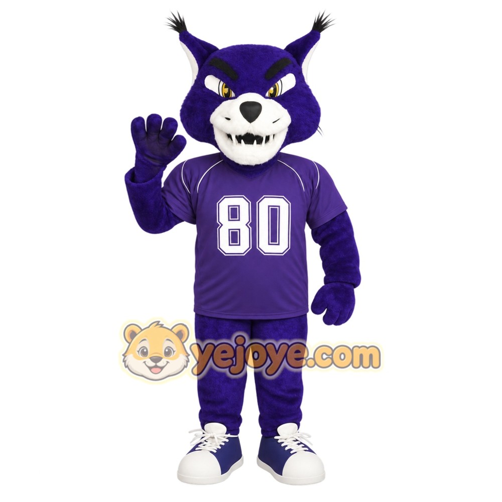 Purple White Wildcat Mascot Costume