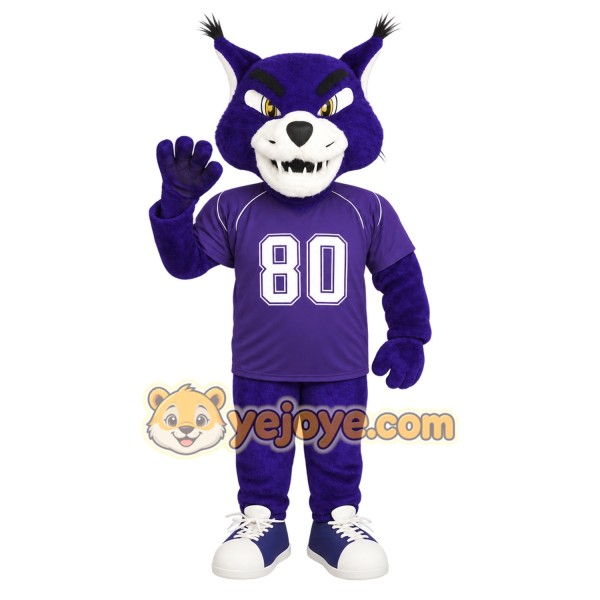 Purple White Wildcat Mascot Costume Purple White Wildcat Mascot Costume
