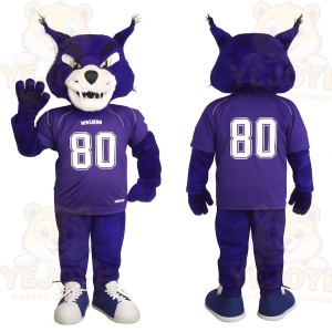 Purple White Wildcat Mascot Costume