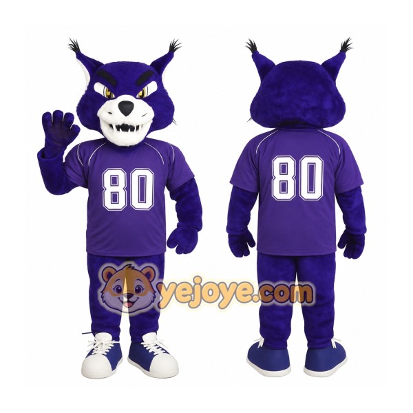 Purple White Wildcat Mascot Costume