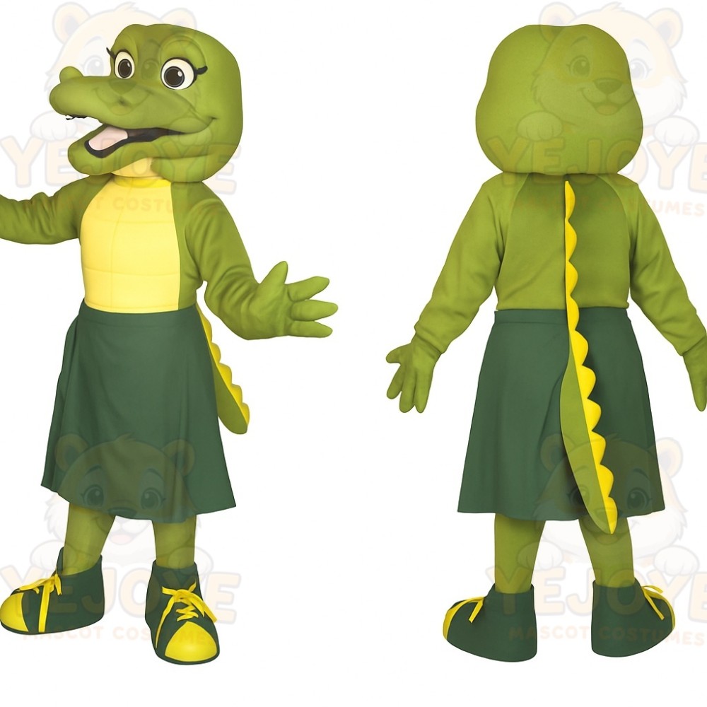 Green Yellow Female Alligator Mascot Costume